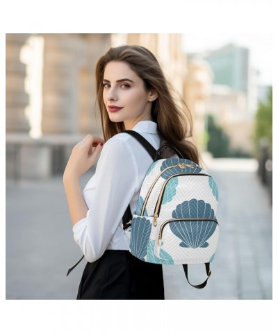 Orange Blue Seashells Women's Backpack Wallet Casual Small Backpack Fashion Women's Travel Bag School Backpack Color142 Mediu...