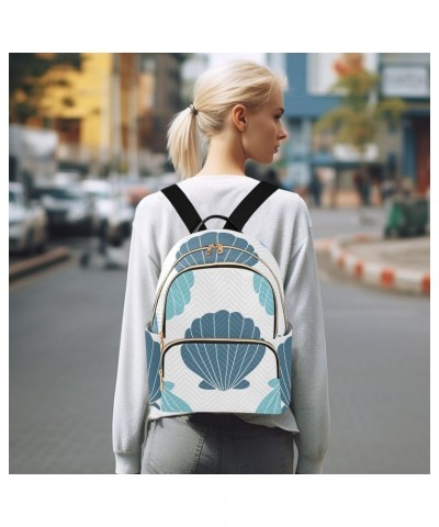 Orange Blue Seashells Women's Backpack Wallet Casual Small Backpack Fashion Women's Travel Bag School Backpack Color142 Mediu...