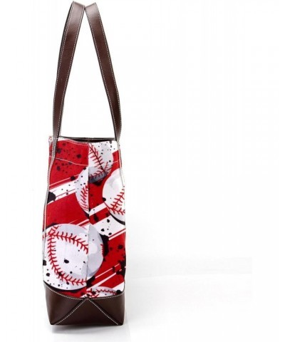 Large Tote Bags for Women, Faux Leather Strap and Bottom, Canvas Shoulder Bag Handbag, baseball sports $23.91 Totes