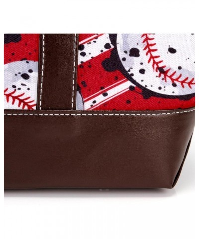 Large Tote Bags for Women, Faux Leather Strap and Bottom, Canvas Shoulder Bag Handbag, baseball sports $23.91 Totes