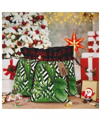 Green Tropical Plant Christmas Gift Bag - Stylish Eco-Friendly Polyester Bag For Your Festive Presents Green Leaves Of Palm T...