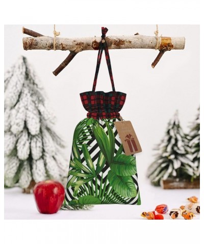 Green Tropical Plant Christmas Gift Bag - Stylish Eco-Friendly Polyester Bag For Your Festive Presents Green Leaves Of Palm T...