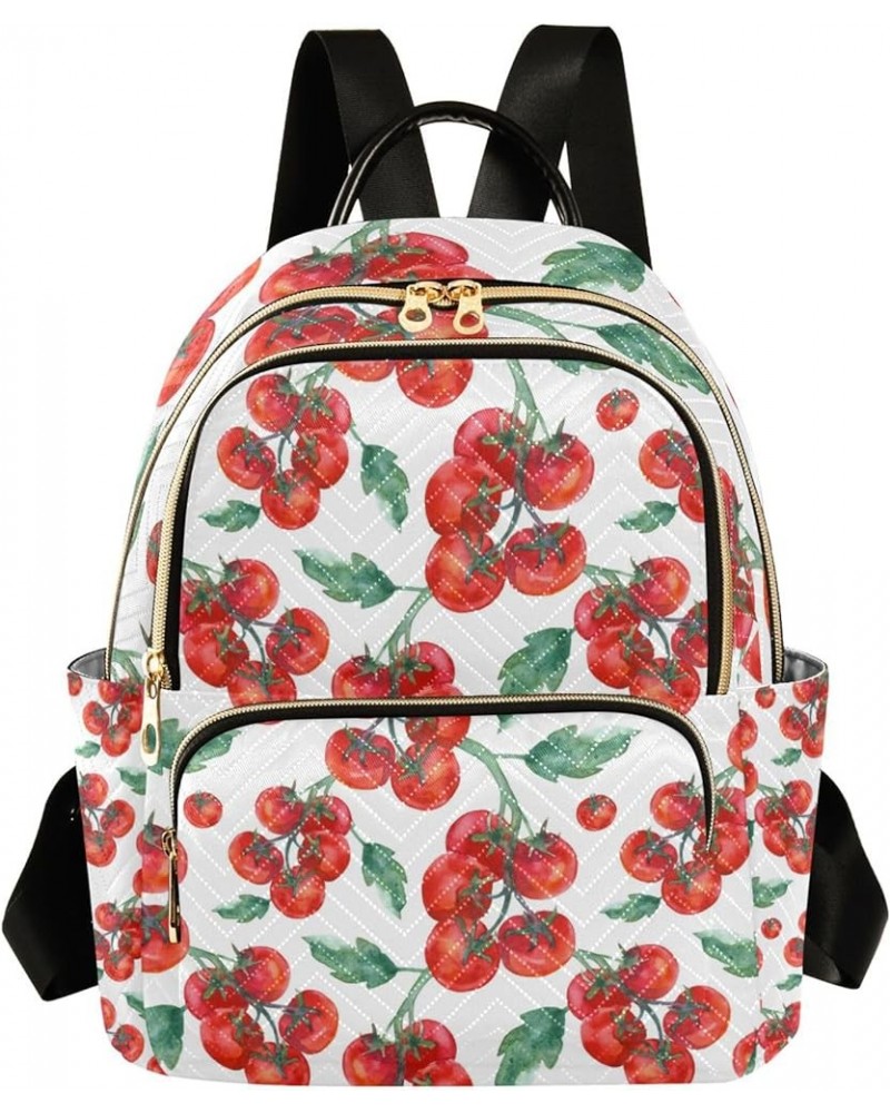 Watercolor Red Tomato Backpack for Women Shoulder Bag Lightweight Mini Backpack Casual Daypack Back Pack Small(11.41'' x 6.1'...