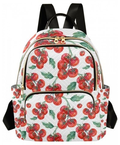 Watercolor Red Tomato Backpack for Women Shoulder Bag Lightweight Mini Backpack Casual Daypack Back Pack Small(11.41'' x 6.1'...