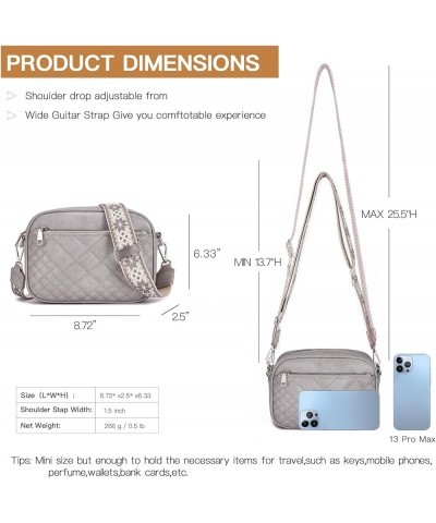 Quilted Crossbody Bags for Women Designer Small Purses for Women's Vegan Leather Shoulder Handbags with Wide Strap A-grey $12...