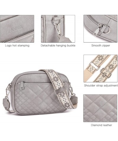 Quilted Crossbody Bags for Women Designer Small Purses for Women's Vegan Leather Shoulder Handbags with Wide Strap A-grey $12...