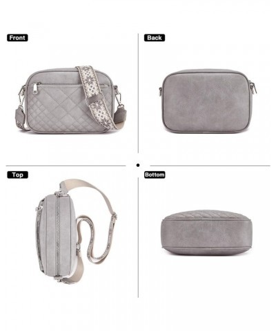 Quilted Crossbody Bags for Women Designer Small Purses for Women's Vegan Leather Shoulder Handbags with Wide Strap A-grey $12...