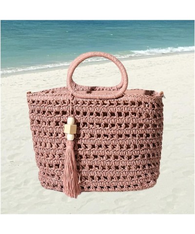 Women Summer Beach Bag Tassel Hollow Large Capacity Shoulder Bag Handmade Woven Bag Portable Messenger Bag (Color : B) A $18....