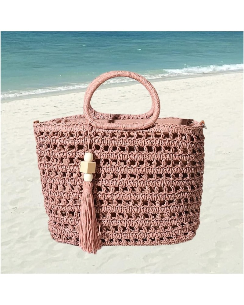 Women Summer Beach Bag Tassel Hollow Large Capacity Shoulder Bag Handmade Woven Bag Portable Messenger Bag (Color : B) A $18....