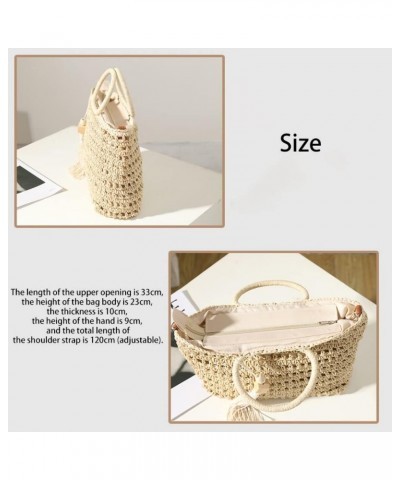 Women Summer Beach Bag Tassel Hollow Large Capacity Shoulder Bag Handmade Woven Bag Portable Messenger Bag (Color : B) A $18....