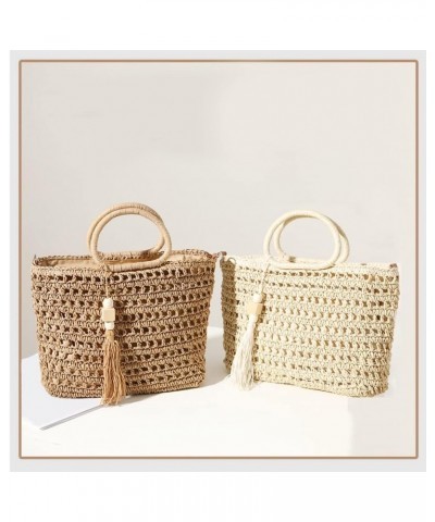 Women Summer Beach Bag Tassel Hollow Large Capacity Shoulder Bag Handmade Woven Bag Portable Messenger Bag (Color : B) A $18....