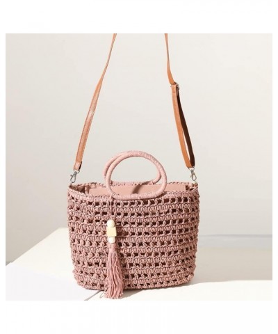 Women Summer Beach Bag Tassel Hollow Large Capacity Shoulder Bag Handmade Woven Bag Portable Messenger Bag (Color : B) A $18....