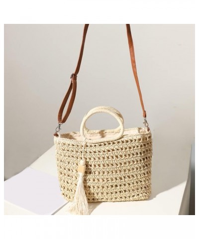 Women Summer Beach Bag Tassel Hollow Large Capacity Shoulder Bag Handmade Woven Bag Portable Messenger Bag (Color : B) A $18....