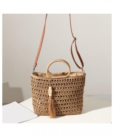 Women Summer Beach Bag Tassel Hollow Large Capacity Shoulder Bag Handmade Woven Bag Portable Messenger Bag (Color : B) A $18....