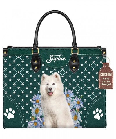 Personalized Samoyed Dog Handbags, Custom Name Dog Leather Bags, Purses, Shoulder Bag, Gift For Dog Mom Dog Lover Style 3 $33...