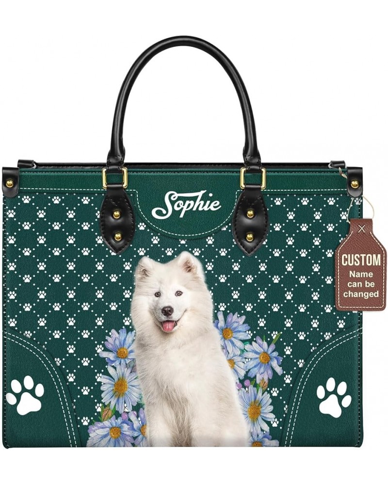 Personalized Samoyed Dog Handbags, Custom Name Dog Leather Bags, Purses, Shoulder Bag, Gift For Dog Mom Dog Lover Style 3 $33...