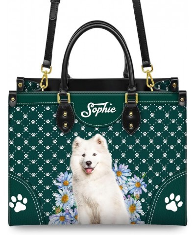 Personalized Samoyed Dog Handbags, Custom Name Dog Leather Bags, Purses, Shoulder Bag, Gift For Dog Mom Dog Lover Style 3 $33...