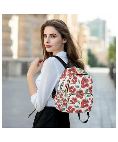 Watercolor Red Tomato Backpack for Women Shoulder Bag Lightweight Mini Backpack Casual Daypack Back Pack Small(11.41'' x 6.1'...