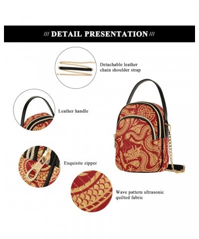 Chinese Dragon Traditional Women's Sling Bags, Fashion Crossbody Handbags Purse with Chain Strap Top handle 5.91×3.15×8.27 In...