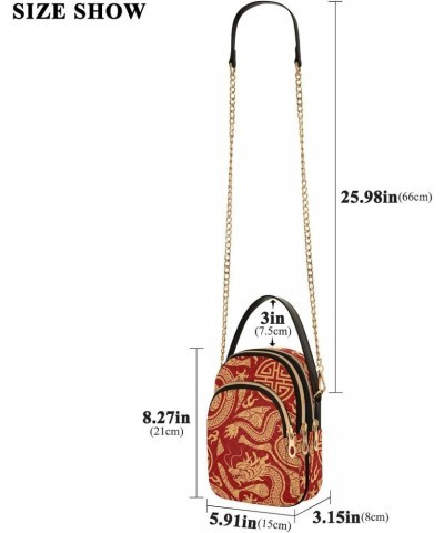 Chinese Dragon Traditional Women's Sling Bags, Fashion Crossbody Handbags Purse with Chain Strap Top handle 5.91×3.15×8.27 In...