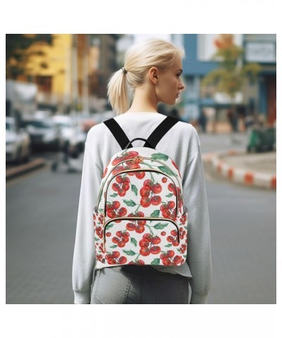 Watercolor Red Tomato Backpack for Women Shoulder Bag Lightweight Mini Backpack Casual Daypack Back Pack Small(11.41'' x 6.1'...