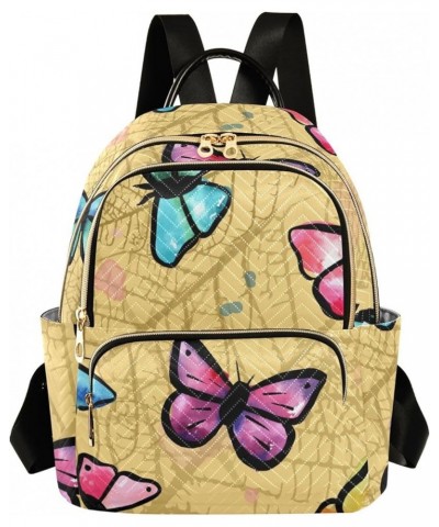 Colorful Butterflies Print Women's Backpack Wallet Casual Small Backpack Fashion Women's Travel Bag School Backpack Color018 ...