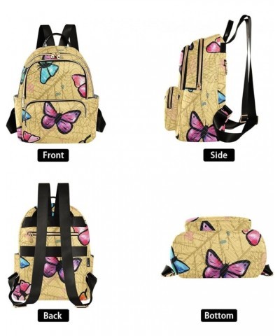 Colorful Butterflies Print Women's Backpack Wallet Casual Small Backpack Fashion Women's Travel Bag School Backpack Color018 ...