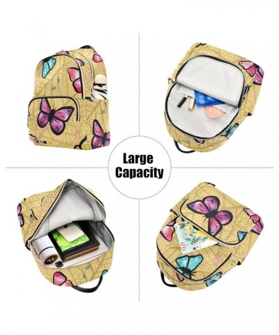 Colorful Butterflies Print Women's Backpack Wallet Casual Small Backpack Fashion Women's Travel Bag School Backpack Color018 ...