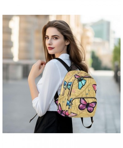 Colorful Butterflies Print Women's Backpack Wallet Casual Small Backpack Fashion Women's Travel Bag School Backpack Color018 ...