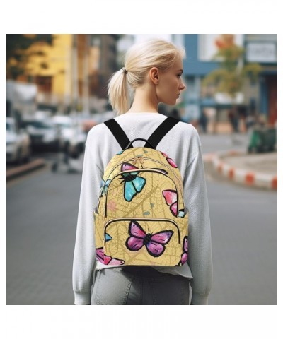 Colorful Butterflies Print Women's Backpack Wallet Casual Small Backpack Fashion Women's Travel Bag School Backpack Color018 ...