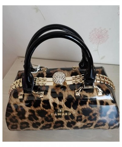 Fashion Leather Women's Top Handle Satchel Crossbody Handbags Crystal Evening Bag Purses Hard Shoulder Bags (Black) Leopard $...