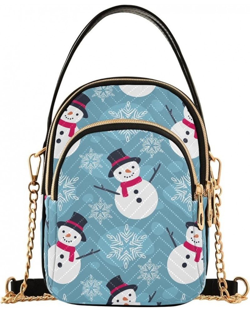 Cute Snowman Snowflake Single Shoulder Bag Leather Cell Phone Pouch Quilted Crossbody Wallet Bag Cute Snowman Snowflake $15.5...