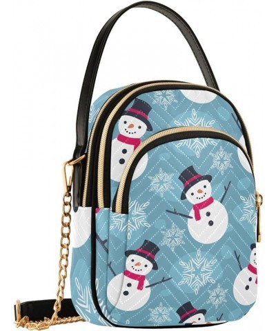 Cute Snowman Snowflake Single Shoulder Bag Leather Cell Phone Pouch Quilted Crossbody Wallet Bag Cute Snowman Snowflake $15.5...