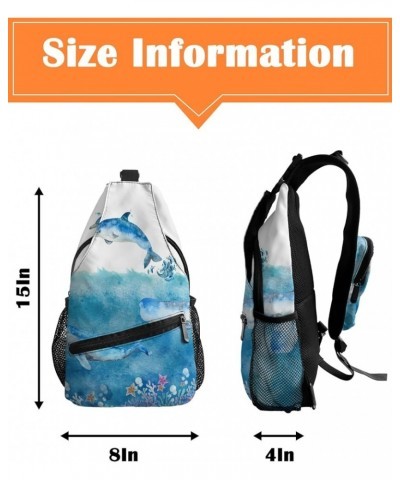 Sling Bag Crossbody Bag for Women Men Blue Gradient Triangle Color Block Waterproof Hiking Backpack Lightweight Chest Shoulde...