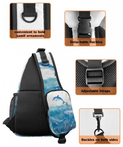 Sling Bag Crossbody Bag for Women Men Blue Gradient Triangle Color Block Waterproof Hiking Backpack Lightweight Chest Shoulde...