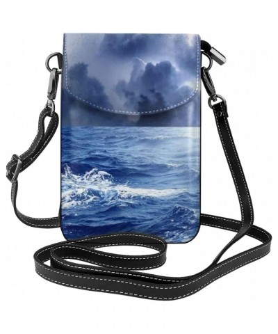 Rain Sky Clouds Lightning Women Small Crossbody Cell Phone Purse Leather Fashion Shoulder Bag With Shoulder Strap $25.81 Shou...