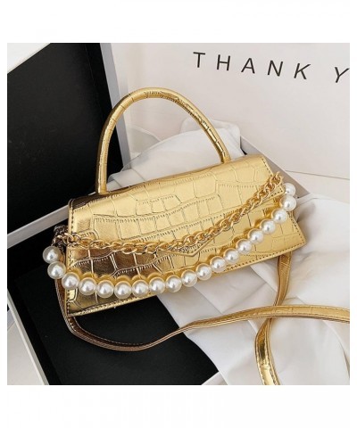 90's Plain Leather Crocodile Leather Women's Shoulder Bag Fashion Pearl Tote Women's Leather Crossbody Bag Heise $28.19 Totes