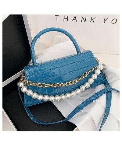 90's Plain Leather Crocodile Leather Women's Shoulder Bag Fashion Pearl Tote Women's Leather Crossbody Bag Heise $28.19 Totes