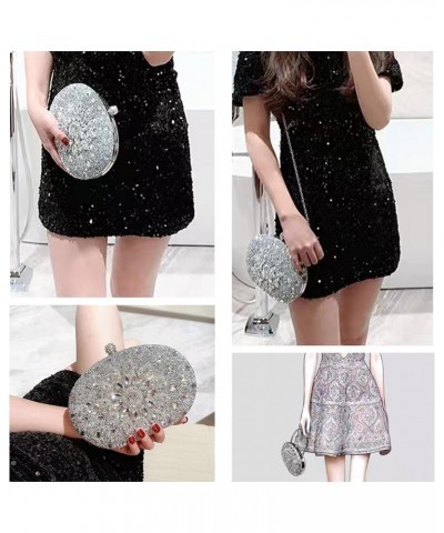 Women's Handbag Silver and Pink Beaded Clutch Purse Evening Bag Shoulder Bag Chain Bag for Wedding Party Prom Weekend Cocktai...