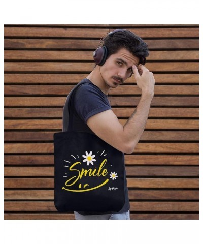 Smile Canvas Tote Bag - Cute Print Presents - Chamomile Tote Bags Navy $15.18 Totes