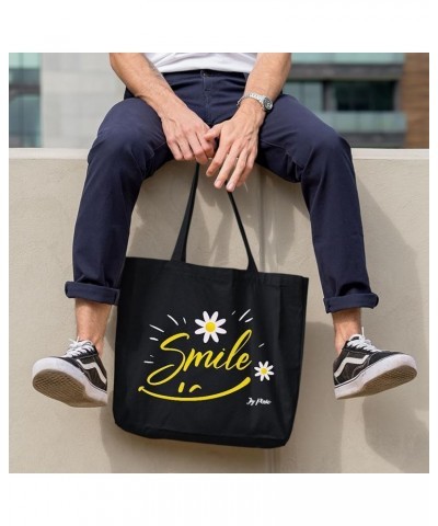 Smile Canvas Tote Bag - Cute Print Presents - Chamomile Tote Bags Navy $15.18 Totes