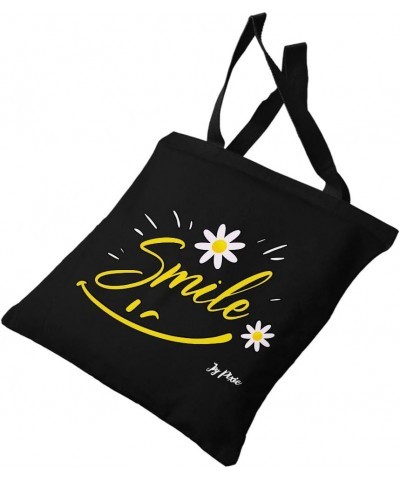 Smile Canvas Tote Bag - Cute Print Presents - Chamomile Tote Bags Navy $15.18 Totes