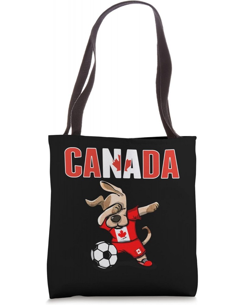 Dabbing Dog Canada Soccer Fans Jersey Canadian Flag Football Tote Bag $11.25 Totes