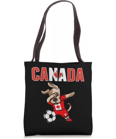 Dabbing Dog Canada Soccer Fans Jersey Canadian Flag Football Tote Bag $11.25 Totes