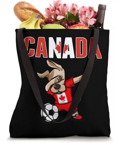 Dabbing Dog Canada Soccer Fans Jersey Canadian Flag Football Tote Bag $11.25 Totes