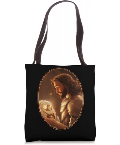 Jesus Snuggling Robot Christian Robots Humor Cute Religious Tote Bag $16.13 Totes