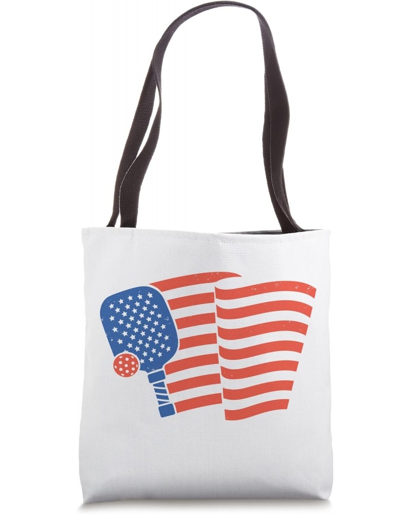 US Flag Pickleball Vintage American Flag Pickleball Flag Tote Bag $12.00 Totes