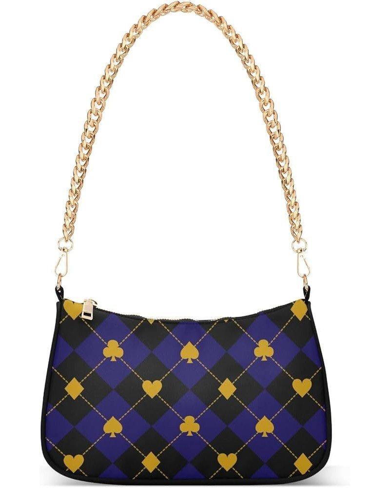 Purple Pink Exotic Pattern Purses for Going out Chain Shoulder Bag Small with Zipper Black Royal Blue Plaid $17.04 Shoulder Bags