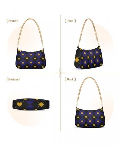 Purple Pink Exotic Pattern Purses for Going out Chain Shoulder Bag Small with Zipper Black Royal Blue Plaid $17.04 Shoulder Bags