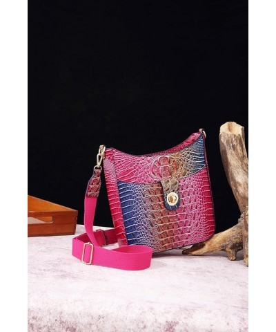 Ladies Tote Leather Bags for Women Crocodile Pattern HandBag Large Capacity Shoulder Purse Colorful Rose&blue $21.15 Totes